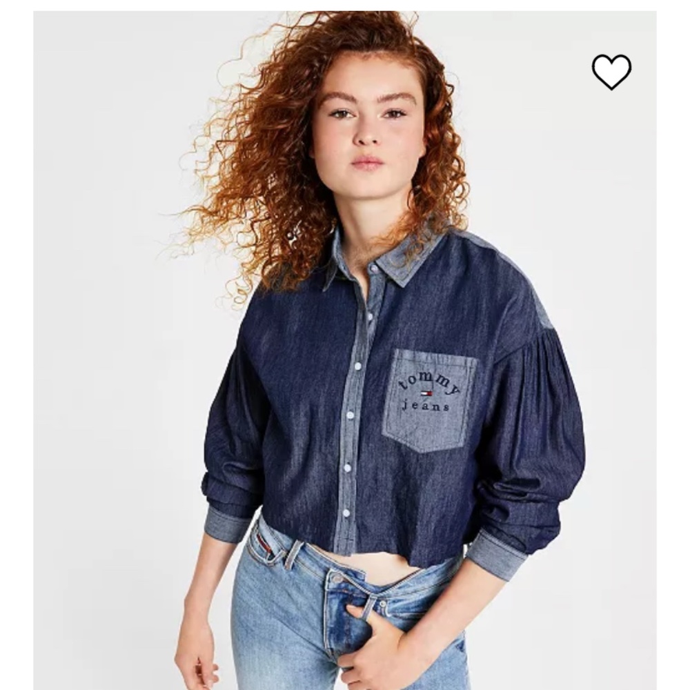 Tommy Jeans Two-Tone Chambray Button-Front Shirt